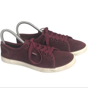 Burgundy wine suede vans size 6.5 EUC